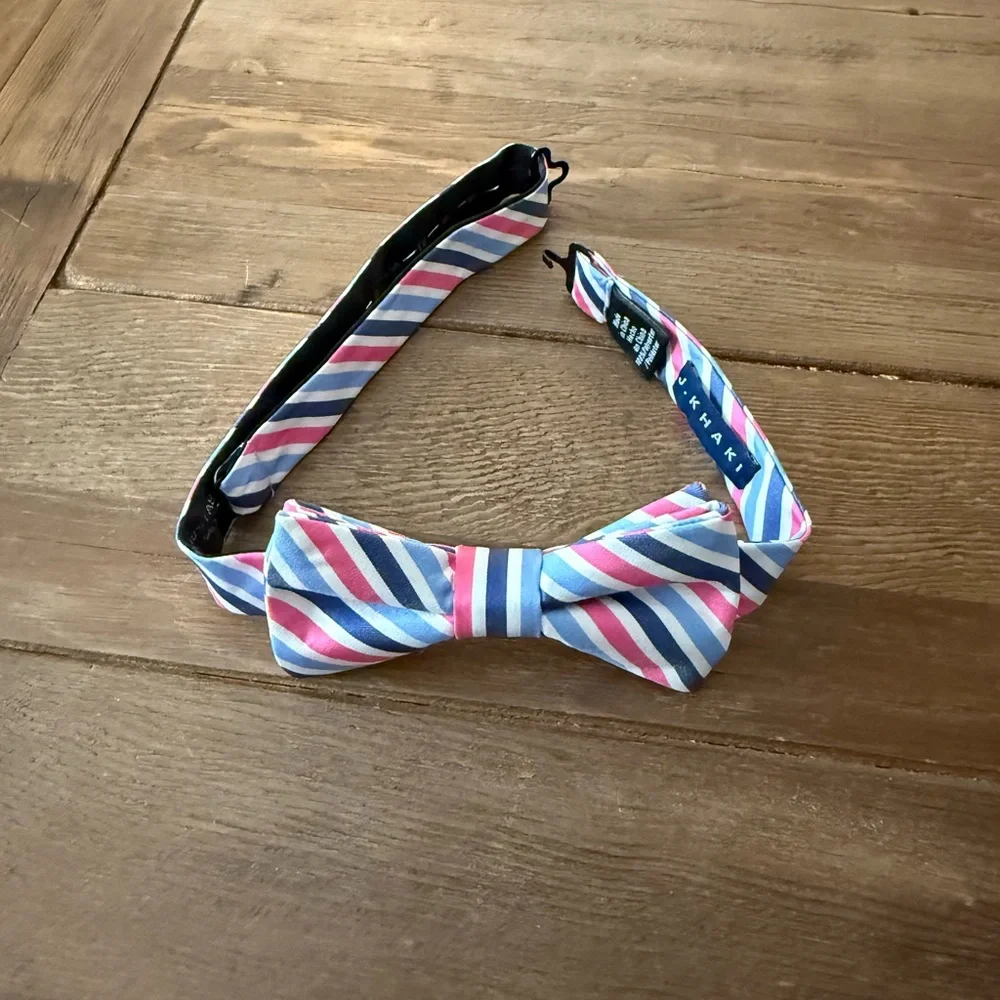 J. Khaki Multicolor Striped Kids Bow Tie